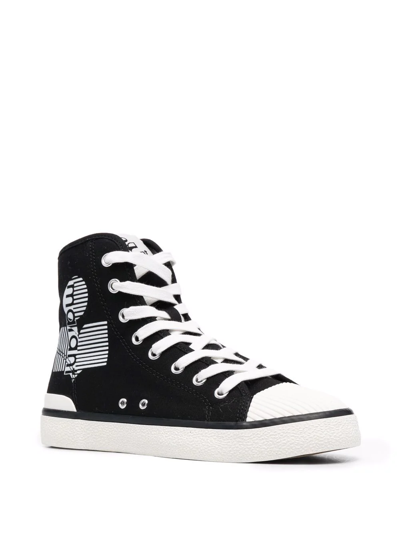 Shop Isabel Marant Ribbed-toe Cap High-top Sneakers In Schwarz