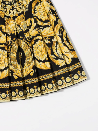 Shop Versace Baroque-pattern Print Pleated Skirt In Black