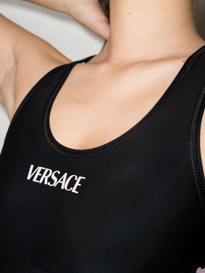 Shop Versace Vers Sprts Bra W Log Rcrbk W Nw Mono Prn In Black