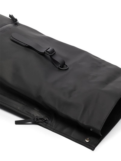 Shop Rains Logo-embossed Foldover Backpack In Black