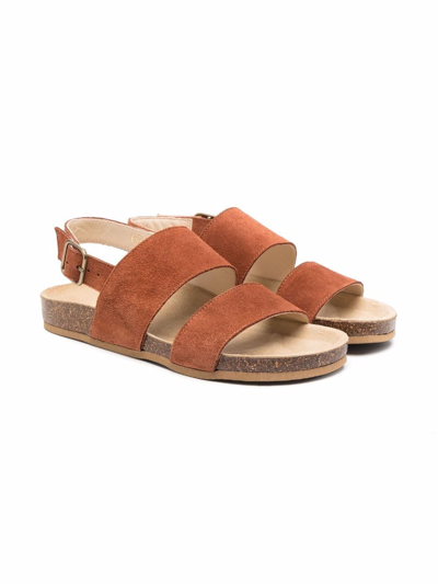Shop Bonpoint Agostino Leather Sandals In Brown