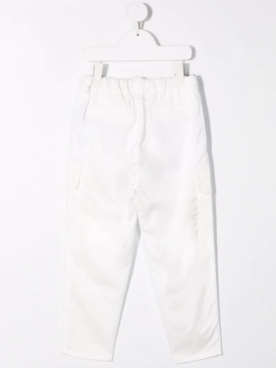 Shop Emporio Armani Drawstring-waist Trousers In White