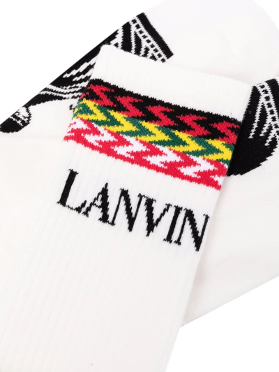 Shop Lanvin Logo Calf-length Socks In White
