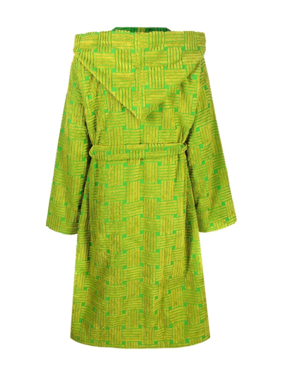Shop Bottega Veneta Intrecciato-pattern Belted Robe In Green