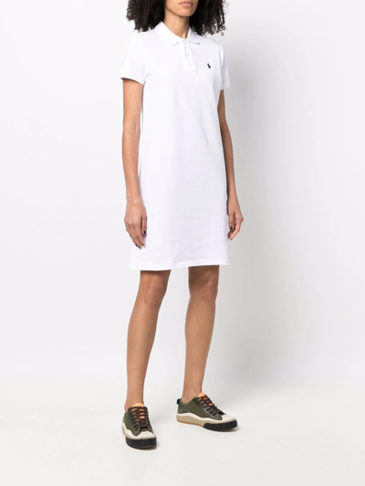 Shop Polo Ralph Lauren Embroidered Polo-pony Dress In White
