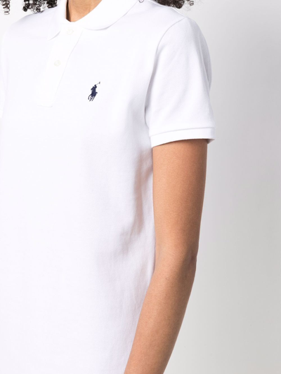 Shop Polo Ralph Lauren Embroidered Polo-pony Dress In White