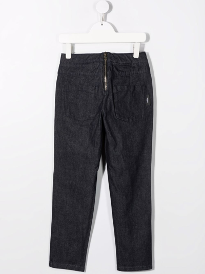 Shop Balmain Double-breasted Button Trousers In Blue