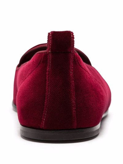 Shop Dolce & Gabbana Coat Of Arms Velvet Slippers In Rot