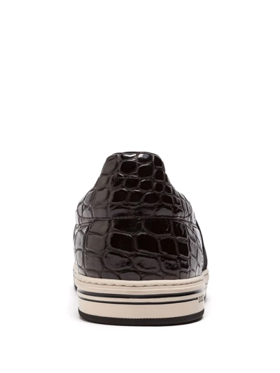 Dolce & Gabbana Black Croc Exotic Leather Sneakers Shoes