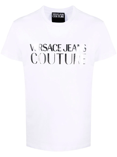 Versace Jeans Couture Logo-patch Cotton T-shirt In Weiss
