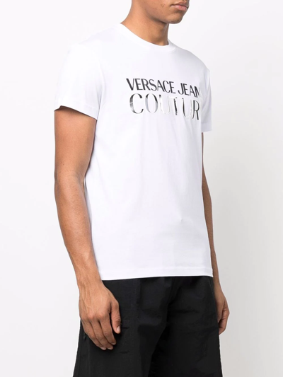 Versace Jeans Couture Logo-patch Cotton T-shirt In Weiss