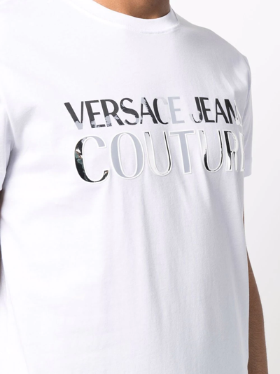 Versace Jeans Couture Logo-patch Cotton T-shirt In Weiss