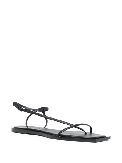 Studio Amelia Filament Squared Flat Flip Flops In Schwarz