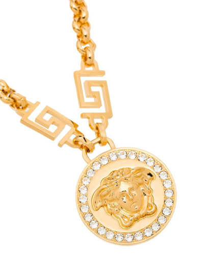 Shop Versace Medusa Gold Metal Necklace In Metallic