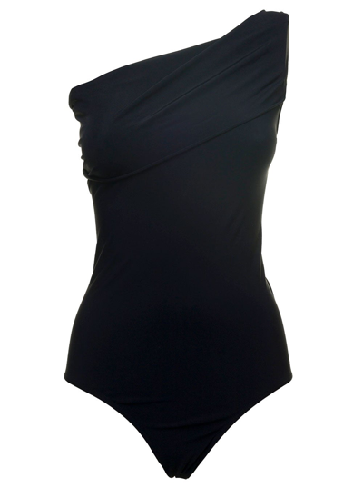 Shop Rick Owens Athena Black One-shoulder Swimsuit