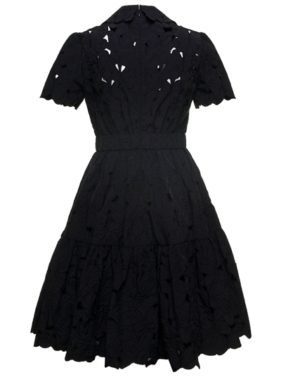 Shop Red Valentino Black Taffeta Dress With Cut Out Butterfly