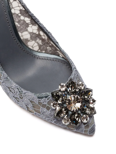 Shop Dolce & Gabbana Taormina-lace Crystal-embellished Pumps In Grey