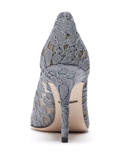 Shop Dolce & Gabbana Taormina-lace Crystal-embellished Pumps In Grey