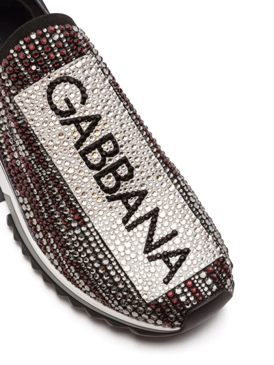 Shop Dolce & Gabbana Crystal-embellished Slip-on Sneakers In Black