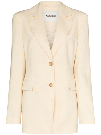 Nanushka Single-breasted Textured Blazer In Neutrals
