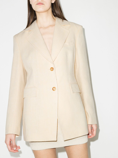 Nanushka Single-breasted Textured Blazer In Neutrals