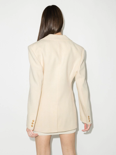 Nanushka Single-breasted Textured Blazer In Neutrals