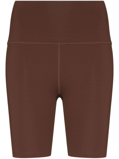 Shop Abysse Goodall High-rise Biker Shorts In Brown