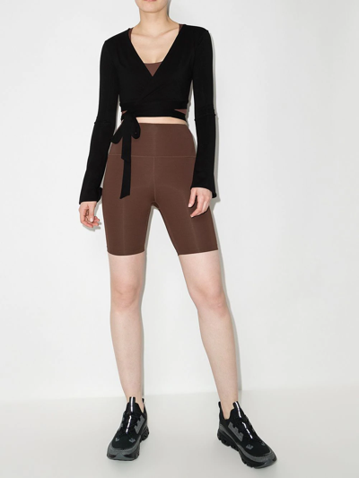 Shop Abysse Goodall High-rise Biker Shorts In Brown