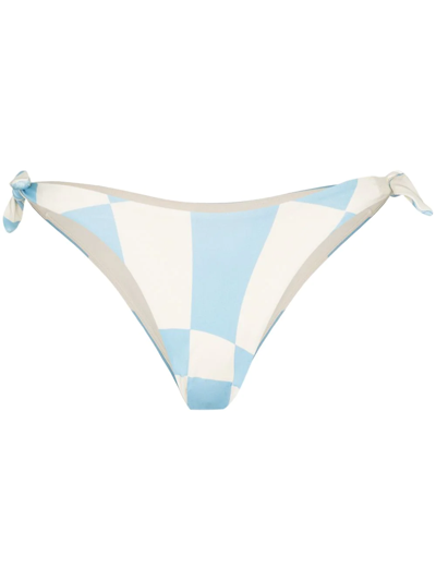 Shop Abysse Jean Check-print Bikini Bottom In Blue