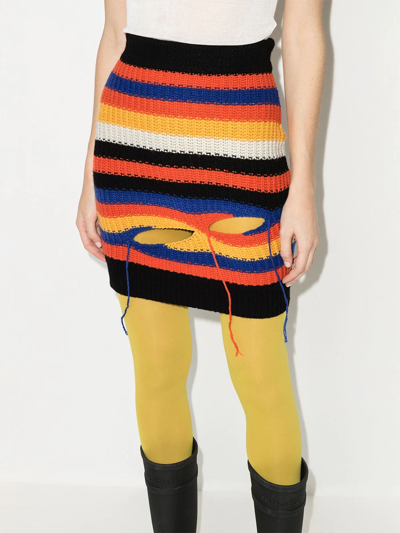 Shop Charles Jeffrey Loverboy Ribbed-knit Slashed Skirt In Orange