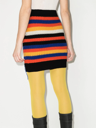 Shop Charles Jeffrey Loverboy Ribbed-knit Slashed Skirt In Orange