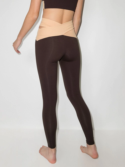 Live The Process Orion Colour-blocked Stretch-jersey Leggings In Brown