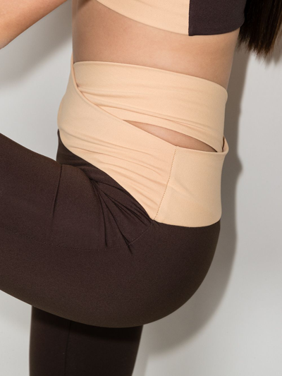 Live The Process Orion Colour-blocked Stretch-jersey Leggings In Brown