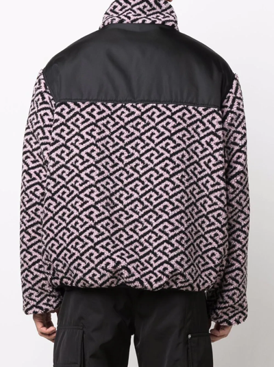 Shop Versace Graphic-print Fleece Jacket In Black