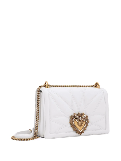 Dolce & Gabbana Large Devotion Quilted Leather Shoulder Bag In White