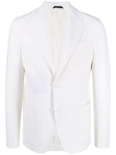 Shop Giorgio Armani Single-breasted Wool Blazer In White