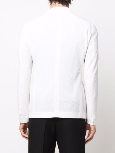 Shop Giorgio Armani Single-breasted Wool Blazer In White