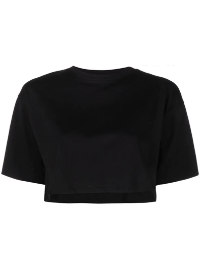 Shop Loulou Studio Gupo Short-sleeve Cropped T-shirt In Black