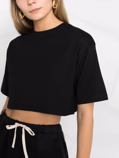 Shop Loulou Studio Gupo Short-sleeve Cropped T-shirt In Black