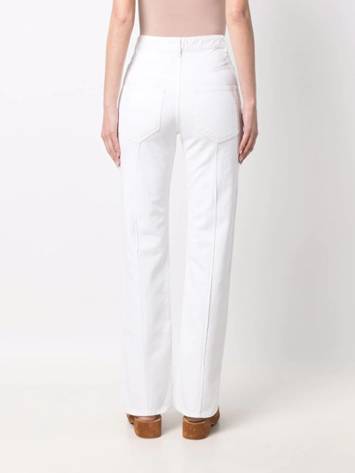 Shop Isabel Marant Seam Detailed Bootcut Jeans In White