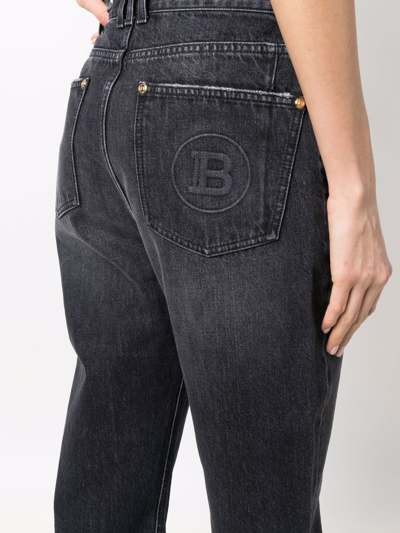 Shop Balmain Low-rise Boyfriend Jeans In Black