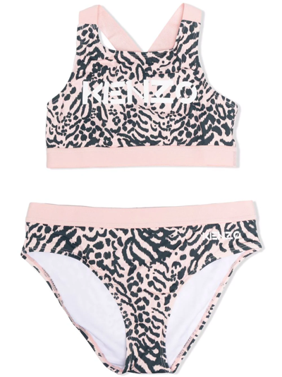 Shop Kenzo Teen Animal-print Bikini In Pink