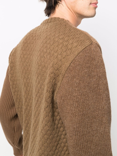 Shop Undercover Honeycomb-knit Crew Neck Jumper In Brown