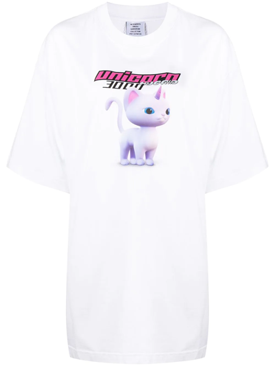 Vetements Cotton Everyone Can Be A Unicorn T-shirt In White/pink