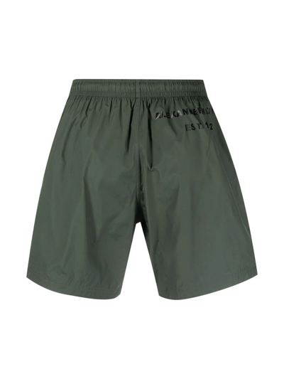 Shop Alexander Mcqueen Knee-length Swim Shorts In Green