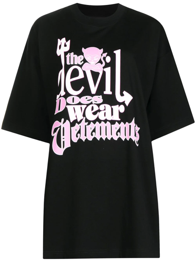 Shop Vetements Slogan-print Oversized T-shirt In Black
