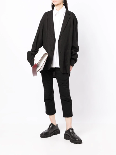 Shop Yohji Yamamoto Slim-fit Cropped Trousers In Black
