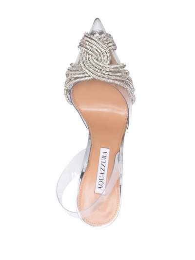Shop Aquazzura Gatsby 105mm Sandals In Silver