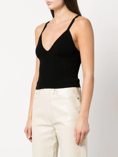 Shop Alice And Olivia Kenna Cable-knit Tank Top In Black