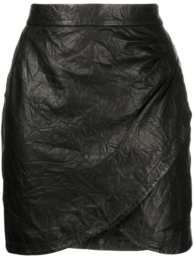 Zadig & Voltaire Zadig&voltaire Womens Noir Julipe Crinkled Leather Mini-skirt In Black